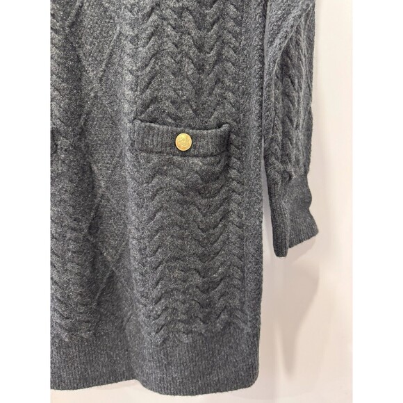 J.Crew Womens S Charcoal Wool Alpaca Boat Neck Relaxed Cable Knit Sweater Dress - Picture 3 of 8